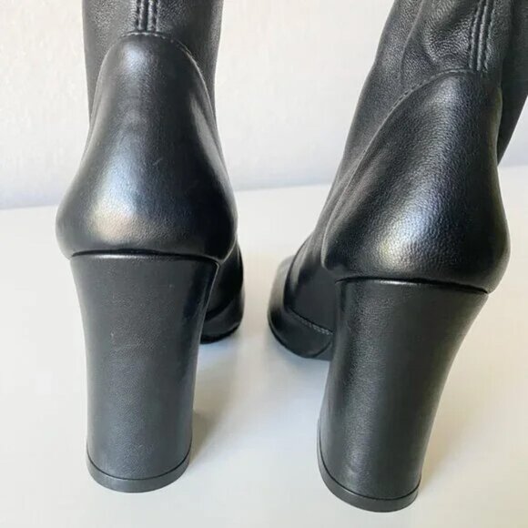 NWOT Stuart Weitzman Curveblock 100 Stretch Leather Booties Size 5 1/2 Spain - Picture 12 of 14